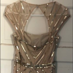 Adrianna Papell Champagne/Gold Sequin Formal Dress